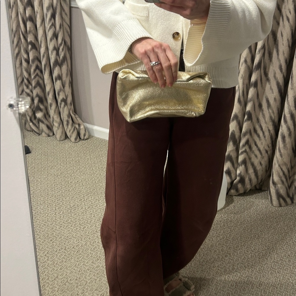 Gold Leather Clutch Bag